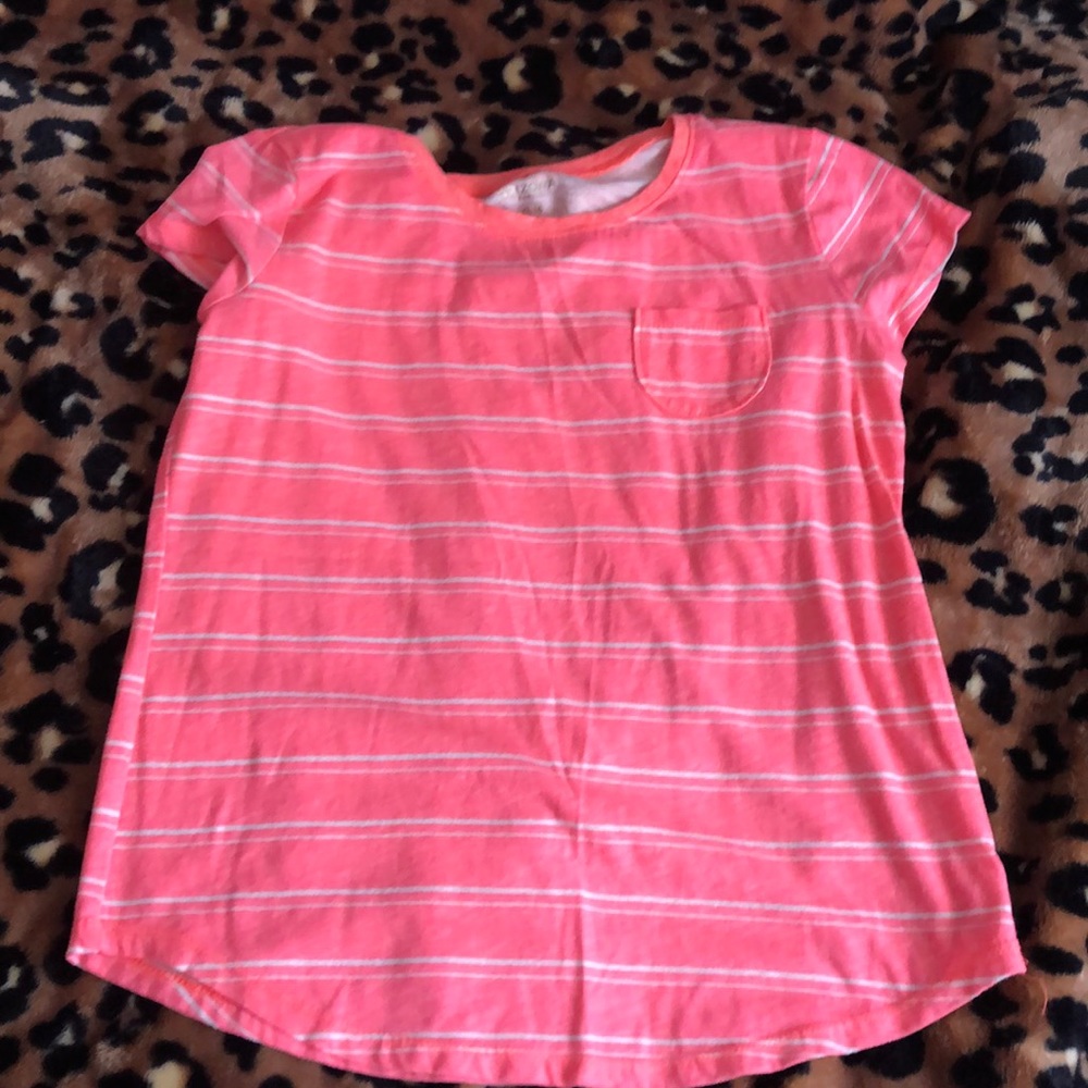 Cuteee bright pick and white striped top